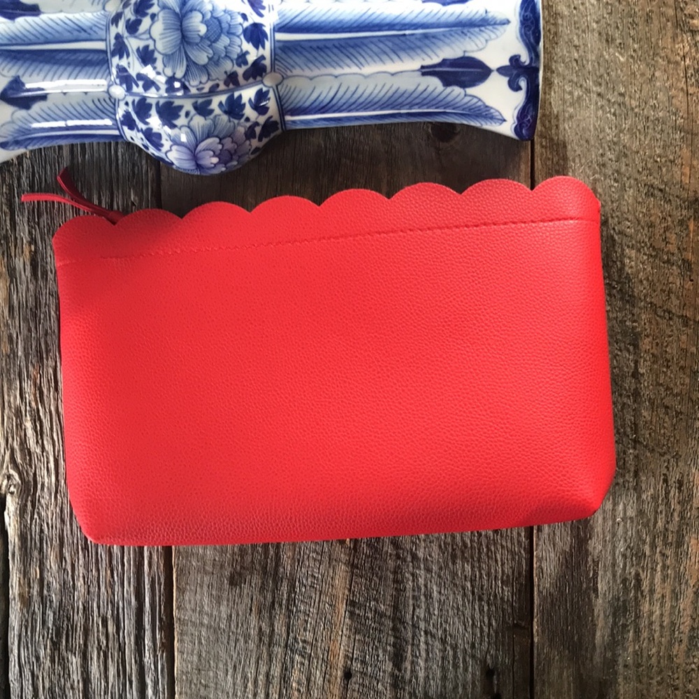 Canvas Stripe and Red Scalloped Make-Up Bags - Picture 7 of 13